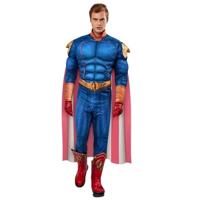 Afbeelding van Rubies Homelander Deluxe kostuum voor heren, digitaal bedrukt, mantel en handschoenen, officiële The Boys carnaval, Halloween, Kerstmis feestjes.