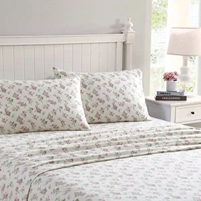 Afbeelding van Laura Ashley Home Tweelinglakens, katoenen flanellen beddengoed set, geborsteld voor extra zachtheid en comfort (Audrey, Twin)
