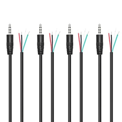 Afbeelding van RIIEYOCA Vervanging 3.5mm Mannelijke Plug naar Naakte Draad Open End 1/8 &quot;TRRS 4 polige Stereo Audio Kabel voor Apparatuur Geïnstalleerd of Oortelefoon Microfoon Reparatie, 1M (4 Pack)