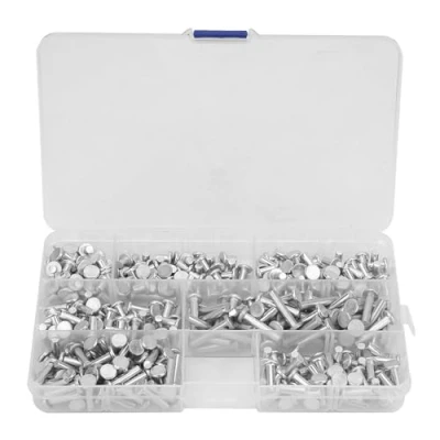 Afbeelding van Rivets Solides, 350 pcs Aluminium Massifs à Tête Plate Multi Tailles M4 4/6/8/10/12/16/20mm