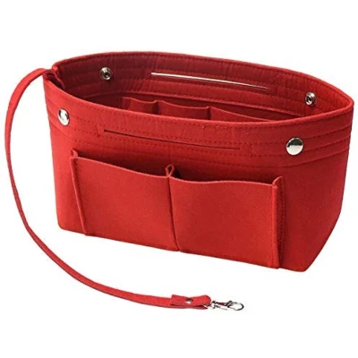 Afbeelding van Soyizom Vilten handtas, portemonnee, organizer, tas in met sleutelhanger voor Speedy Neverfull, 8 kleuren, Rood, large