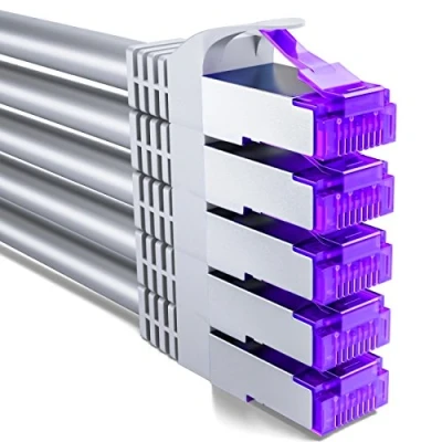 Afbeelding van deleyCON 5x 0,25m CAT7 Netwerkkabel 10 Gigabit RJ45 Patchkabel Ethernetkabel (Koper, SFTP PiMF Afscherming) voor Highspeed LAN DSL Switch Modem Router Patchpanel CAT6 CAT5 Grijs