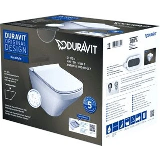 Afbeelding van Duravit DuraStyle wandclosetset diepspoel spoelrandloos 37x54cm met softclose closetzitting Wondergliss wit