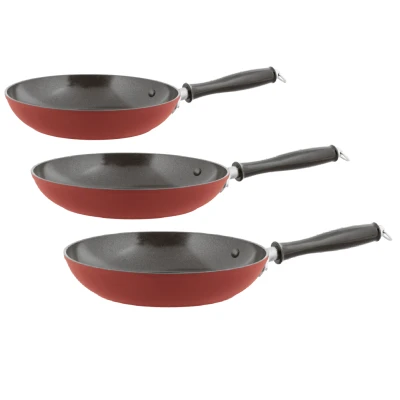 Afbeelding van Sambonet Koekenpannenset Vintage ø 20 / 24 &amp; 28 cm Rood Ook inductie geschikt Voor alle warmtebronnen