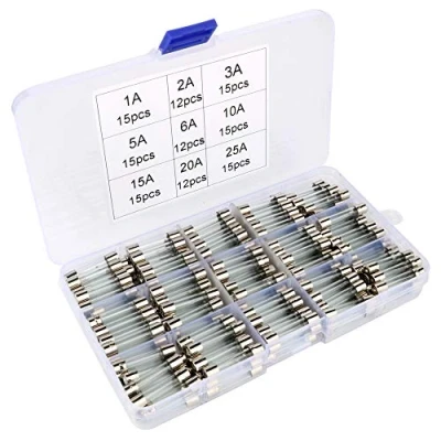 Afbeelding van Gebildet 126pcs 6x30mm Fast Blow Glazen Buis Zekering,Quick Auto Zekeringen Diverse Kit(AMP 1A/2A/3A/5A/6A/10A/15A/20A/25A)