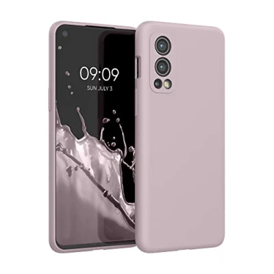 Afbeelding van kwmobile telefoonhoesje geschikt voor OnePlus Nord 2 5G Hoesje met siliconen coating Smartphone case in licht oudroze