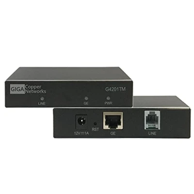 Afbeelding van GIGA Copper G4201TM Gigabit G.hn Wave2 MIMO (2 en 4 draad) Modem set van 2 stuks Ethernet netwerk via telefoonkabel, 1500 Mbps, 1xGE