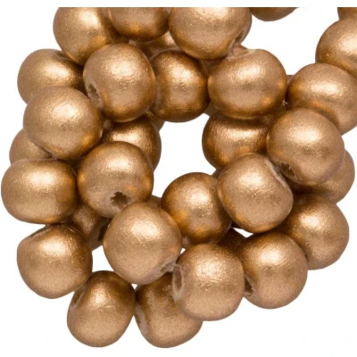 Afbeelding van Houten Kralen Metallic Look (6 mm) Gold (140 stuks)