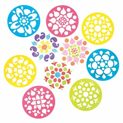 Afbeelding van Baker Ross FE763 Rangoli stencils pak van 8, wasbare voor kinderen om kaarten, afbeeldingen, schilder en drukprojecten te versieren