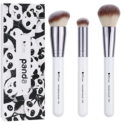 Afbeelding van DUcare Make up Borstels 3 Stks Poeder &amp; Concealer Contour Kabuki Gezicht Blush Bronzer Reizen Foundation borstel set Synthetische Cosmetische Gereedschap Wit