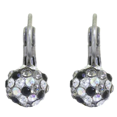 Afbeelding van Behave Oorbel french met zwarte en zilver kleur steentjes