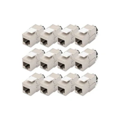 Afbeelding van DIGITUS Keystone module Cat 6A afgeschermd 12 stuks RJ45 jack 500 MHz 10GBase T AWG 26 22 Ontwerp Met vergrendelingshendel Montage zonder gereedschap