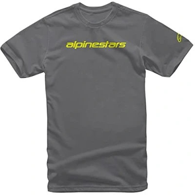 Afbeelding van Alpinestars, Linear Wordmark Tee, Shirt Met Korte Mouwen, Houtskool/Fluo Geel, S, Man