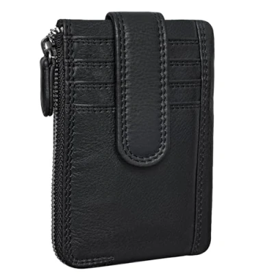 Afbeelding van STILORD &#039;Archer&#039; lederen sleuteletui Mini Card Wallet kleine portemonnee RFID Organiser sleutelhanger met geschenkverpakking, Kleur:zwart