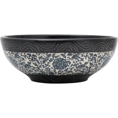 Afbeelding van vidaXL Opzetwasbak rond F41x14 cm keramiek zwart en blauw