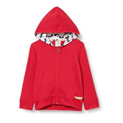 Afbeelding van loud + proud Uniseks kinderjack met capuchon, GOTS gecertificeerd sweatjack, tomaat, 110 116