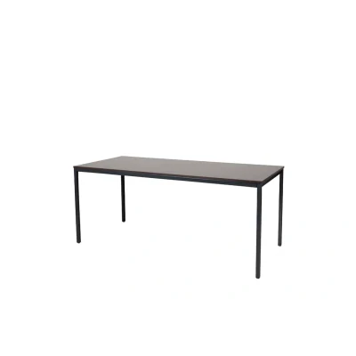 Afbeelding van Domino Basic bureautafel, vaste hoogte met 180x80cm logan eiken 25mm blad en zwart (RAL9005) 4 poot frame