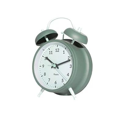 Afbeelding van Fisura Analoge wekker, groen en munt, zonder Tic TAC, wekker met led nachtlampje, wijzerplaat 9 cm, 11,7 x 5,5 16, metaal