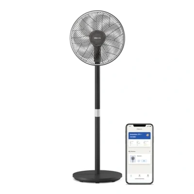 Afbeelding van Philips Statief Ventilator Serie 3000. Krachtig &amp; Ultrastil met SilentWings Technologie. 19 dB. 2 in 1 tafel staande ventilator. Kantelt Roteert. App bediening. 12 uur timer. Zwart (CX3550/01)