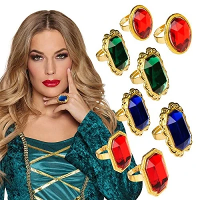 Afbeelding van Boland 8 Ringen Edelsteen Volwassenen Unisex Koningin Glitter and Glamour Middeleeuwen Prinsen en Prinsessen