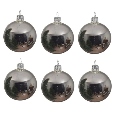 Afbeelding van Decoris Kerstballen 6 stuks zilverkleurig glas glans cm