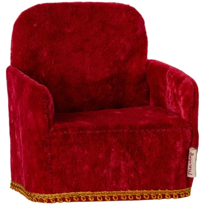 Afbeelding van Maileg poppenhuis vouwstoel rood 7,5 cm