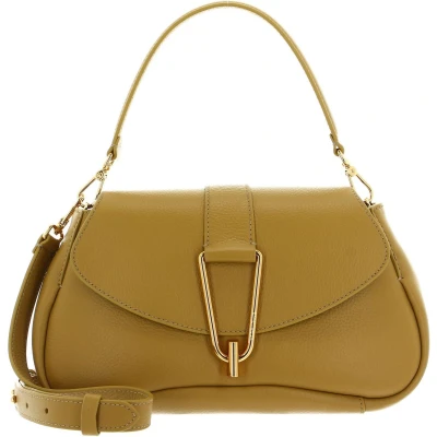 Afbeelding van Coccinelle Leren Schoudertas Himma Handbag Grained Leather Citronella Mosterdgeel