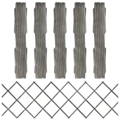 Afbeelding van vidaXL Tuinlatwerken 5 st 180x60 cm massief vurenhout grijs, houten latwerk hek, tuinlatwerk, uitbreiding van hekken