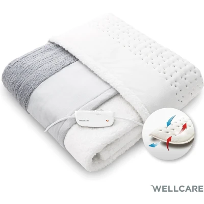 Afbeelding van Wellcare120426 2 in 1 Elektrische onder en overdeken Patchworkontwerp 4D DWF technologie 130 x 160cm Nap, zacht, baby vlechtfleece