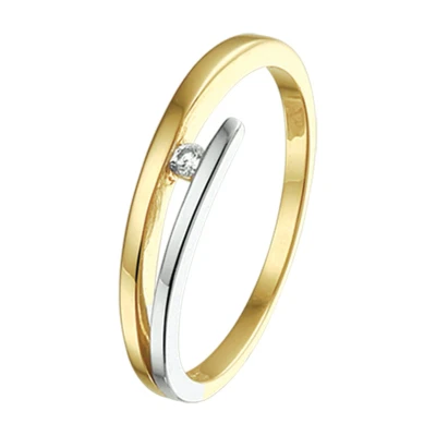 Afbeelding van Trendjuwelier huiscollectie Ring Diamant 0.03ct H SI Bicolor Goud