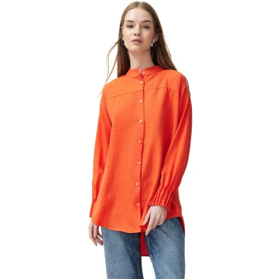 Afbeelding van Trendyol Pruimlinnen Aerobin Oversized Geweven Overhemd Tctss24Tg00065