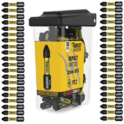 Afbeelding van 50 x SabreCut SCRPZ23250B 32mm PZ2 Magnetische slagschroevendraaier Driver Bits Set Single Ended Pozi Pozidriv Heavy Duty Compatibel met Dewalt Milwaukee Bosch Makita en anderen