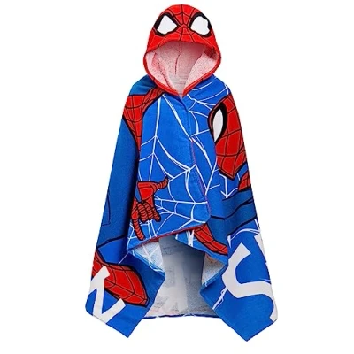 Afbeelding van SPIDER MAN Handdoek met capuchon, 100% katoen, Avengers, poncho, kinderen, badhanddoek, zwemmen, wrap, jongens, luierjurk