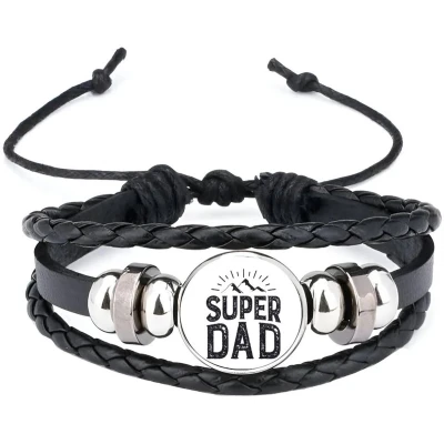 Afbeelding van Akyol super dad armband zwart Papa vader cadeau vaderdag
