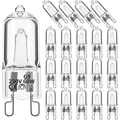 Afbeelding van VENEKA 20 Stuks G9 Halogeenlampen, 60W Heldere Halogeenlampen Dimbaar, Warm Wit 2800K voor Kroonluchters, Hangers, Landschapsverlichting