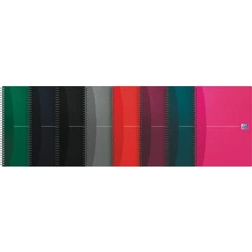 Afbeelding van Oxford Office Essentials Spiraalschrift, 180 Bladzijden, Ft A4, Geruit 5 Mm, Geassorteerde Kleuren Schrift