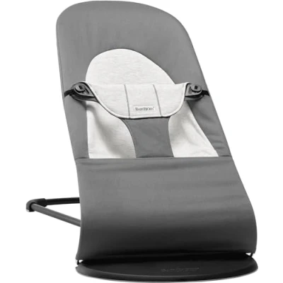 Afbeelding van BabyBjörn Wipstoel Balance Soft Geweven Jersey Donkergrijs Grijs Ergonomisch Verstelbaar Inklapbaar