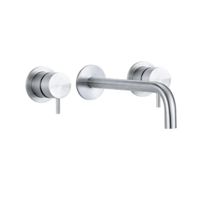 Afbeelding van Waterevolution Flow 3 gats inbouw wastafelkraan Volledig RVS met uitloop 15cm T1163FIE 15