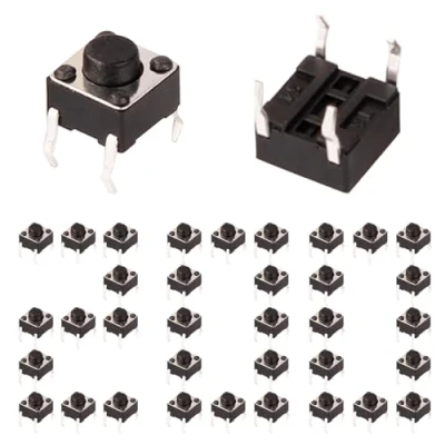 Afbeelding van 200 stuks Tact Button Schakelaars 6 x 5 mm PCB Momentary Tactile Drukknop Schakelaar SPST Miniatuur/Mini/Micro/Small (4 pins)