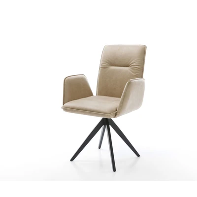 Afbeelding van Draaistoel Vinja Flex kruisframe hoekig zwart beige vintage 180 draaibaar