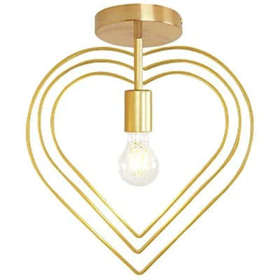 Afbeelding van Mengjay plafondlamp LED slaapkamerlamp creatieve moderne landelijke stijl ijzeren kroonluchter E27 lampfitting voor binnen woonkamer lamp kinderkamer eetkamer keuken hal decoratie (goud)