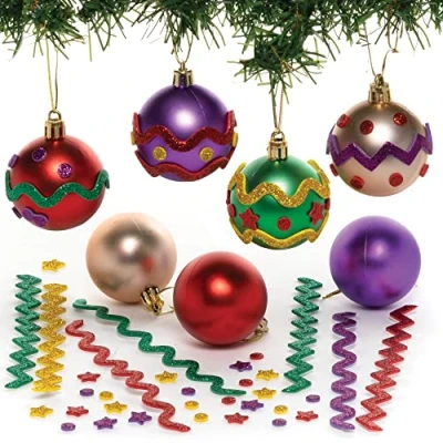 Afbeelding van Baker Ross FC202 Kerstballensets Pak van 8, Maak je eigen kerstversieringen, Feestelijke boomversieringen voor kinderen om te versieren en weer geven, Hangende decoraties kerstbomen