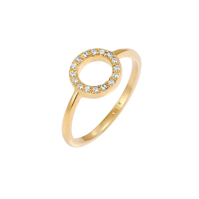 Afbeelding van Elli Classy Circle Ring goldcoloured, Dames, Maat: 54, Gold coloured