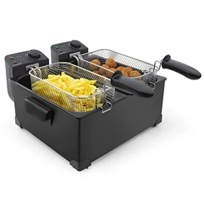Afbeelding van Tomado TDF6001B Dubbele frituurpan 2 x 3 liter Koude zone friteuse 3600 watt Zwart