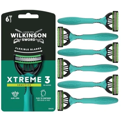 Afbeelding van Wilkinson Sword Xtreme 3 Sensitive wegwerpscheermesjes, verpakking van 6 stuks, voor mannen