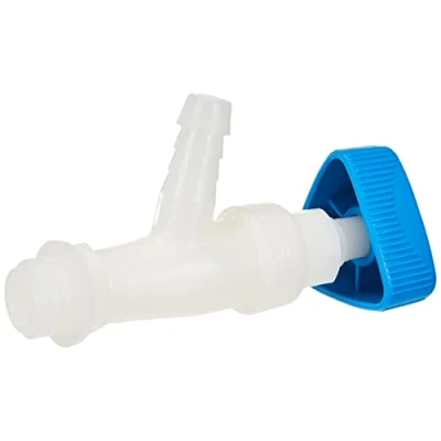 Afbeelding van hünersdorff Hoekventiel, voor jerrycans met brede schroefdraad 22 mm, tuleaansluiting 13 mm of 1/2 inch, natuur/blauw