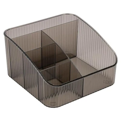 Afbeelding van JessLab Makeup Organizer, PET Huidverzorging Organisator met 5 Compartiment Cosmetische Producten Opslag Make up voor Bureau Garderobe Badkamer Ijdelheid Werkblad, Grijs