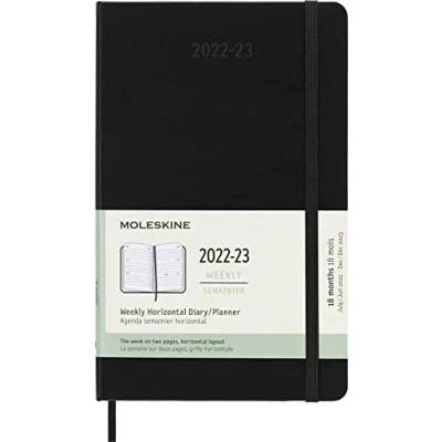 Afbeelding van Moleskine 18 Maanden Agenda 2022/23 Wekelijks Horizontaal Large Harde Kaft Zwart