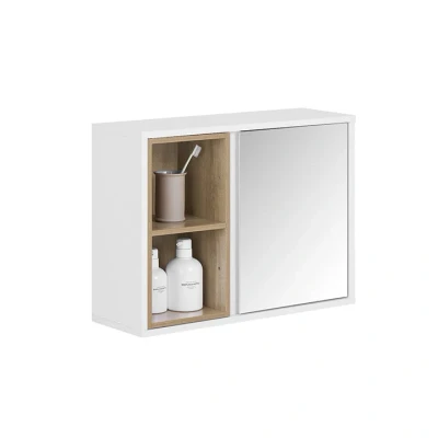 Afbeelding van Wandkast spiegel deur opbergkast badkamer organizer verstelbare planken compact ontwerp 60x45x20cm