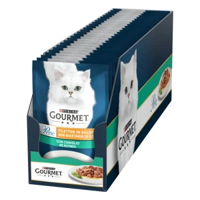 Afbeelding van Purina Gourmet Kralenfilets in saus, natvoer voor katten met konijnen, 26 zakjes à 85 g